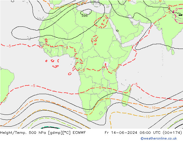 Yükseklik/Sıc. 500 hPa ECMWF Cu 14.06.2024 06 UTC