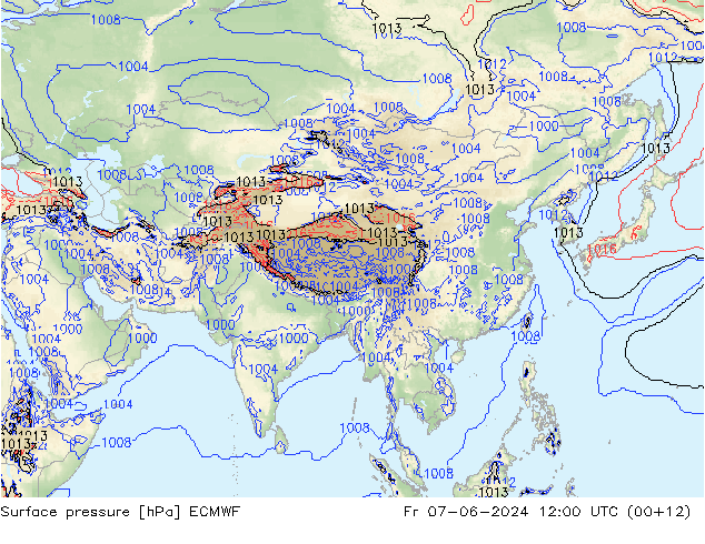 Surface pressure ECMWF Fr 07.06.2024 12 UTC