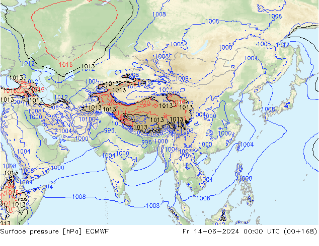 pressão do solo ECMWF Sex 14.06.2024 00 UTC