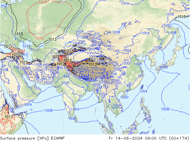 Pressione al suolo ECMWF ven 14.06.2024 06 UTC