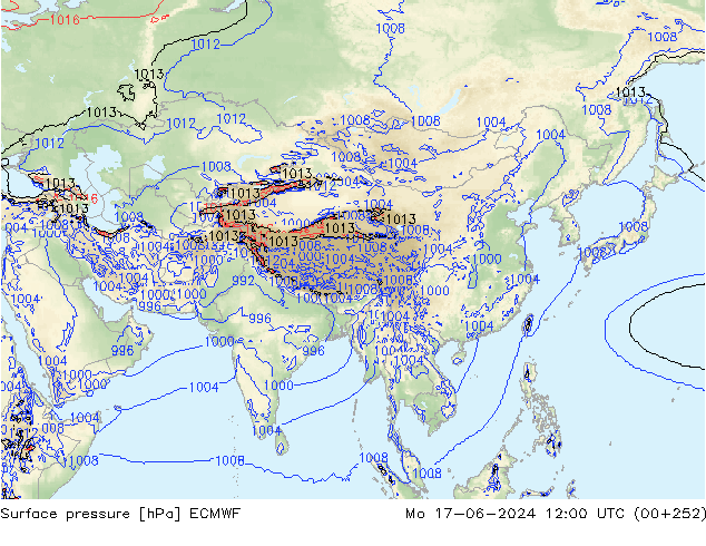 приземное давление ECMWF пн 17.06.2024 12 UTC