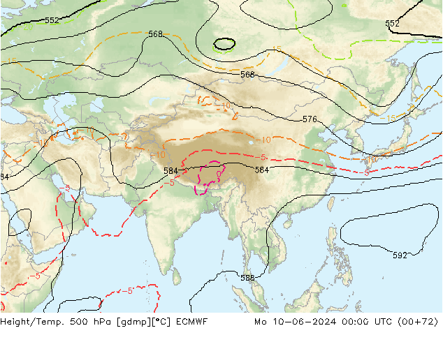 Hoogte/Temp. 500 hPa ECMWF ma 10.06.2024 00 UTC