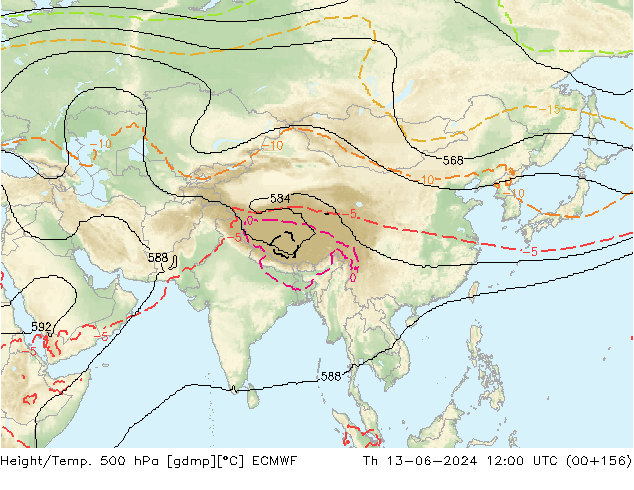 Geop./Temp. 500 hPa ECMWF jue 13.06.2024 12 UTC