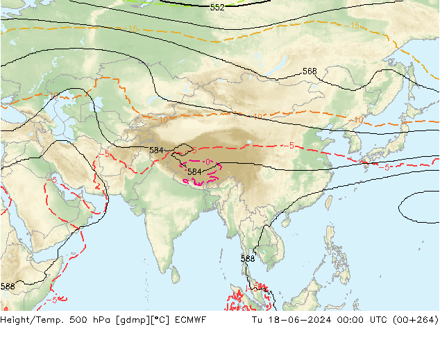 Yükseklik/Sıc. 500 hPa ECMWF Sa 18.06.2024 00 UTC