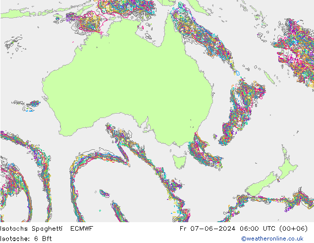 Isotachs Spaghetti ECMWF Fr 07.06.2024 06 UTC