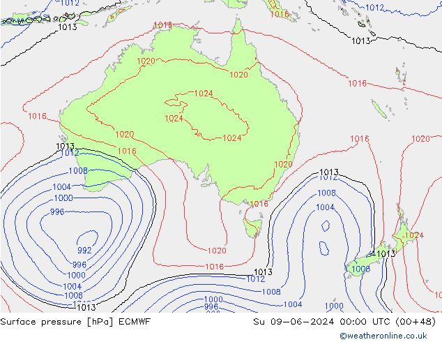 ciśnienie ECMWF nie. 09.06.2024 00 UTC