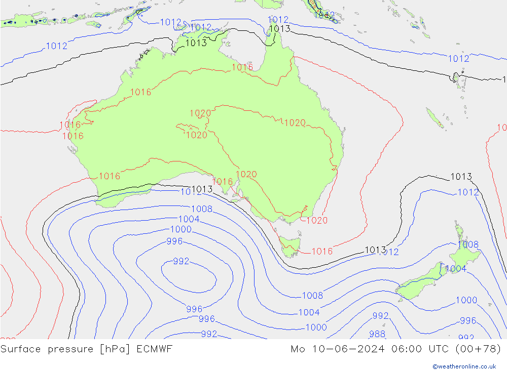 pression de l'air ECMWF lun 10.06.2024 06 UTC