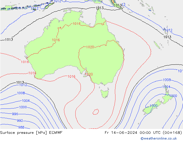 Luchtdruk (Grond) ECMWF vr 14.06.2024 00 UTC