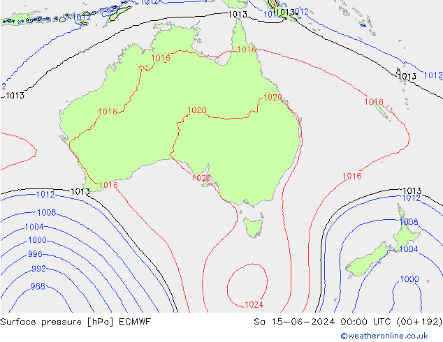 Surface pressure ECMWF Sa 15.06.2024 00 UTC