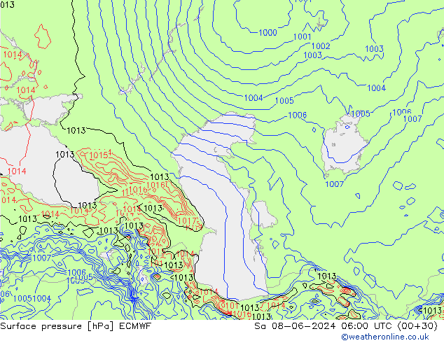 Luchtdruk (Grond) ECMWF za 08.06.2024 06 UTC