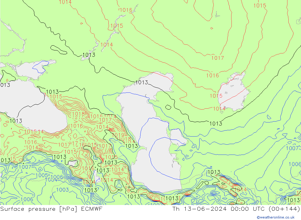 приземное давление ECMWF чт 13.06.2024 00 UTC