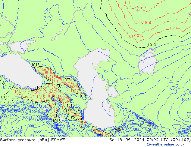 Surface pressure ECMWF Sa 15.06.2024 00 UTC