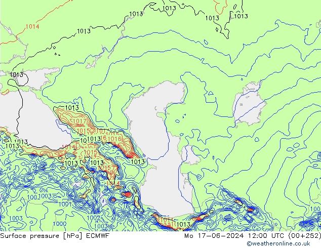 pressão do solo ECMWF Seg 17.06.2024 12 UTC