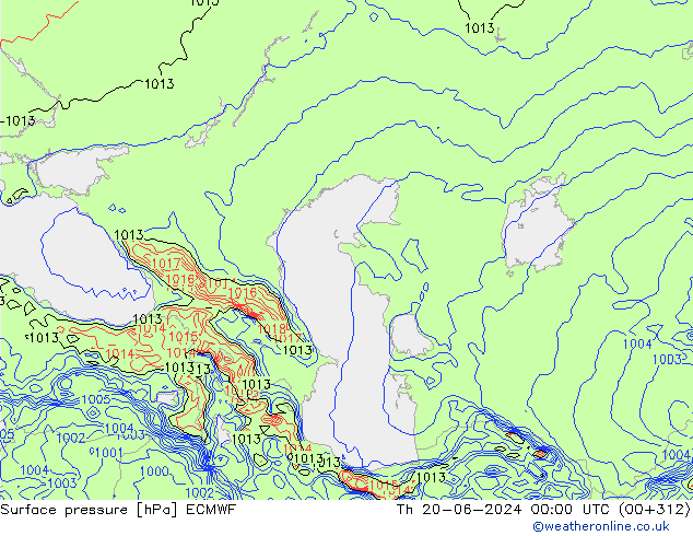 Luchtdruk (Grond) ECMWF do 20.06.2024 00 UTC