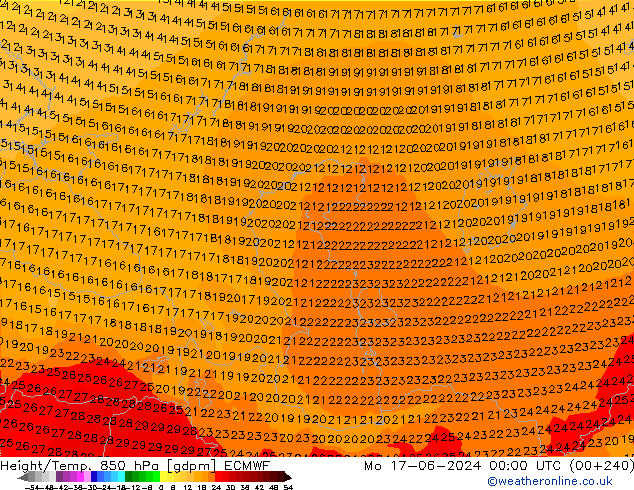 Height/Temp. 850 hPa ECMWF Po 17.06.2024 00 UTC