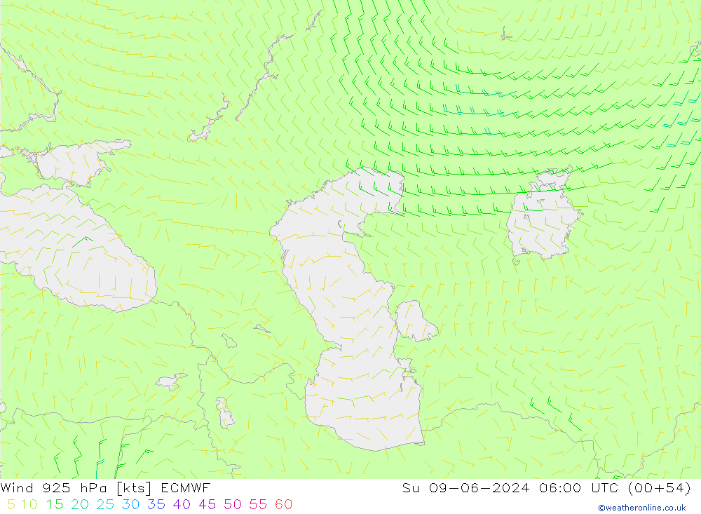 Wind 925 hPa ECMWF So 09.06.2024 06 UTC
