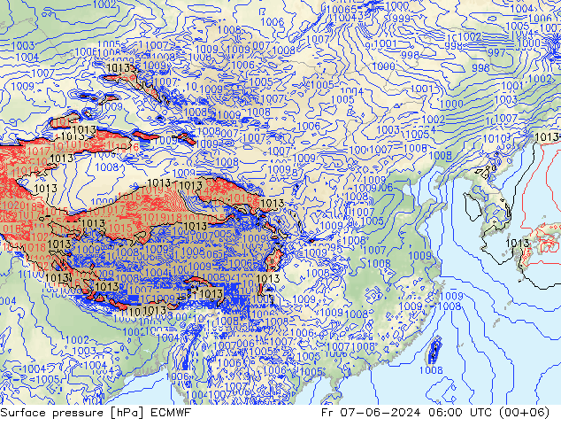 Pressione al suolo ECMWF ven 07.06.2024 06 UTC