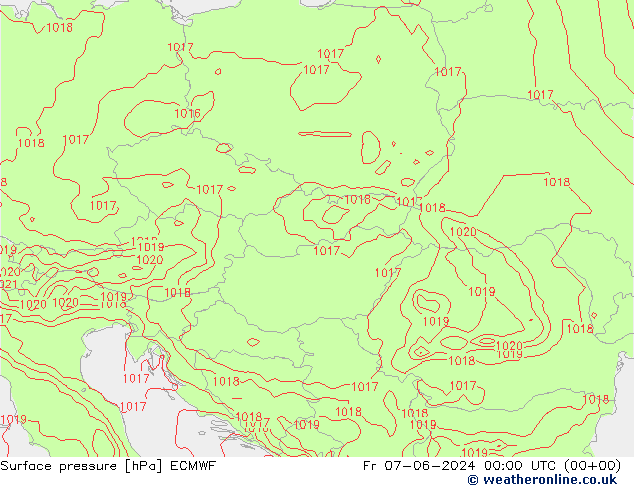 ciśnienie ECMWF pt. 07.06.2024 00 UTC