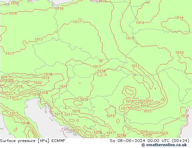 Bodendruck ECMWF Sa 08.06.2024 00 UTC