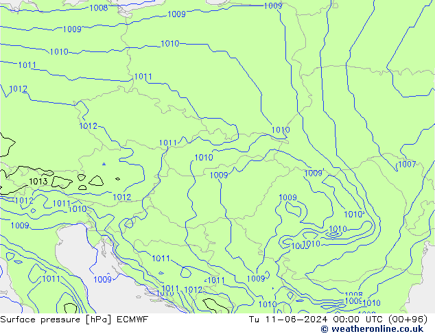 Luchtdruk (Grond) ECMWF di 11.06.2024 00 UTC