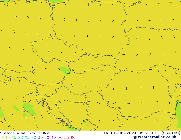 Surface wind ECMWF Th 13.06.2024 06 UTC