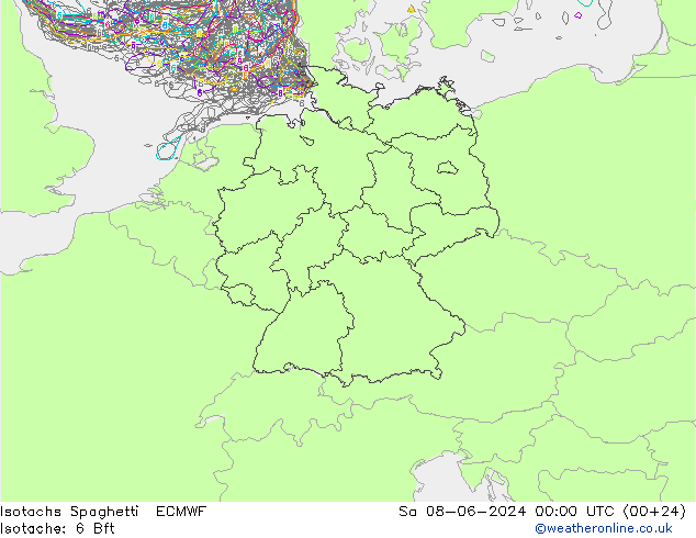 Isotachs Spaghetti ECMWF Sa 08.06.2024 00 UTC