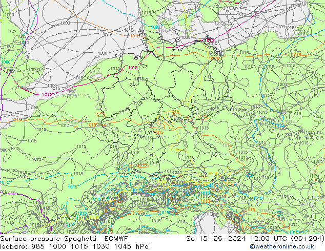 Bodendruck Spaghetti ECMWF Sa 15.06.2024 12 UTC