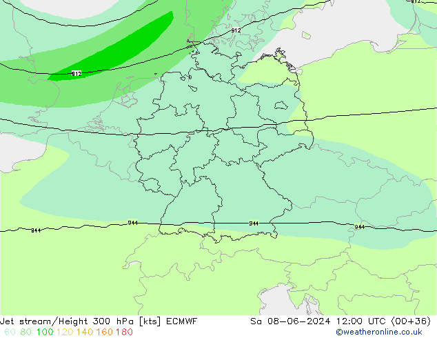 Jet stream/Height 300 hPa ECMWF Sa 08.06.2024 12 UTC