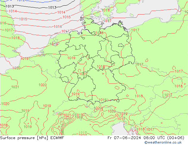 Bodendruck ECMWF Fr 07.06.2024 06 UTC