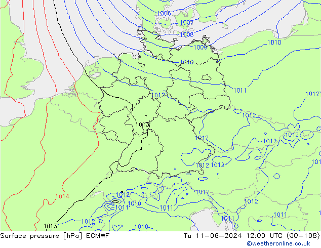 приземное давление ECMWF вт 11.06.2024 12 UTC