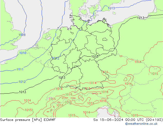 Surface pressure ECMWF Sa 15.06.2024 00 UTC