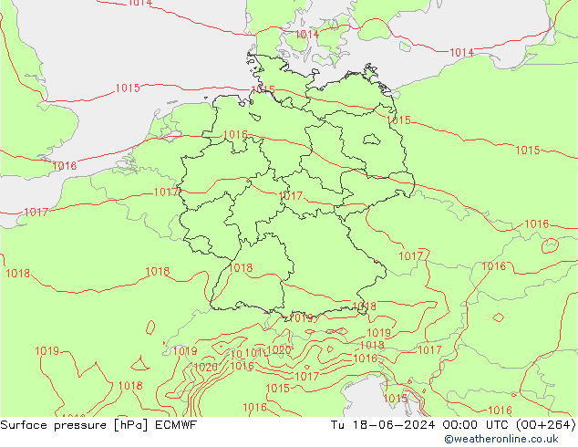 приземное давление ECMWF вт 18.06.2024 00 UTC