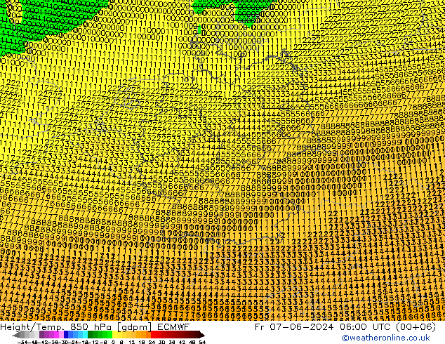 Height/Temp. 850 hPa ECMWF pt. 07.06.2024 06 UTC