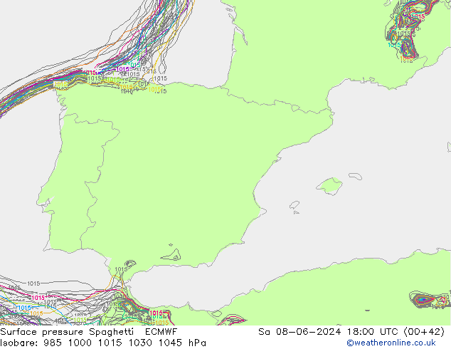 pression de l'air Spaghetti ECMWF sam 08.06.2024 18 UTC