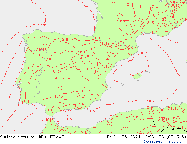 Yer basıncı ECMWF Cu 21.06.2024 12 UTC