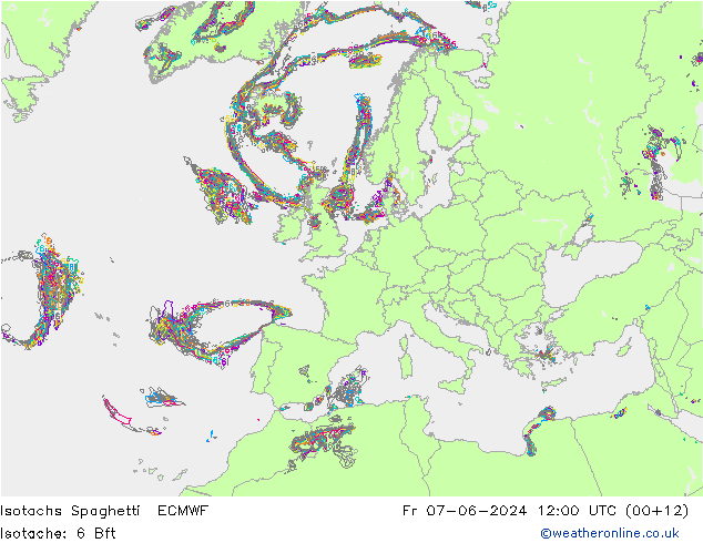 Eşrüzgar Hızları Spaghetti ECMWF Cu 07.06.2024 12 UTC