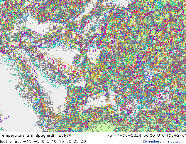 mapa temperatury 2m Spaghetti ECMWF pon. 17.06.2024 00 UTC