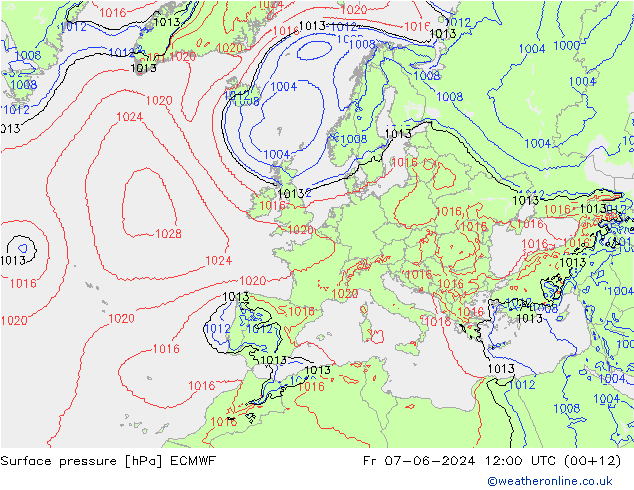 Pressione al suolo ECMWF ven 07.06.2024 12 UTC