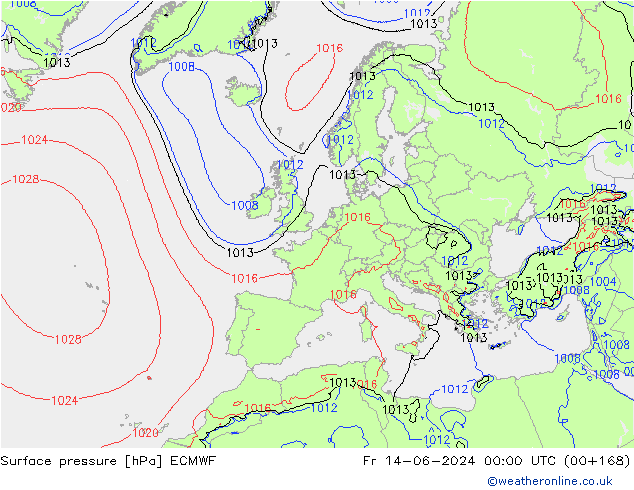 pressão do solo ECMWF Sex 14.06.2024 00 UTC