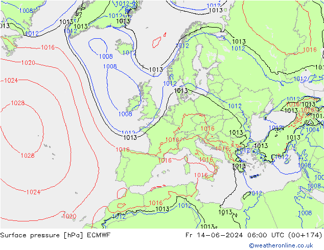 Yer basıncı ECMWF Cu 14.06.2024 06 UTC