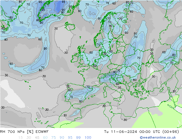 RV 700 hPa ECMWF di 11.06.2024 00 UTC