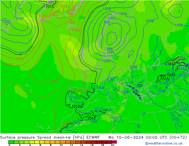 Bodendruck Spread ECMWF Mo 10.06.2024 00 UTC