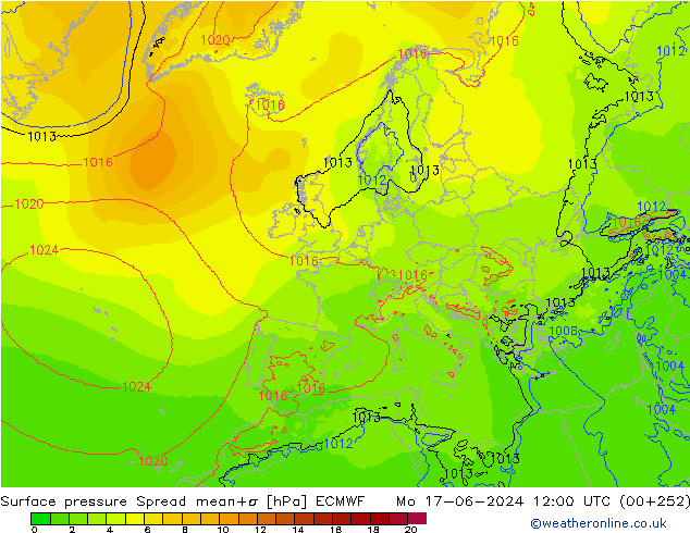 Bodendruck Spread ECMWF Mo 17.06.2024 12 UTC