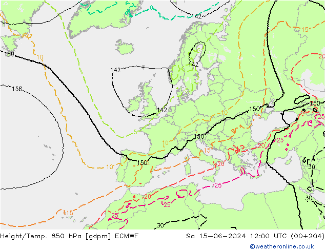 Height/Temp. 850 hPa ECMWF  15.06.2024 12 UTC