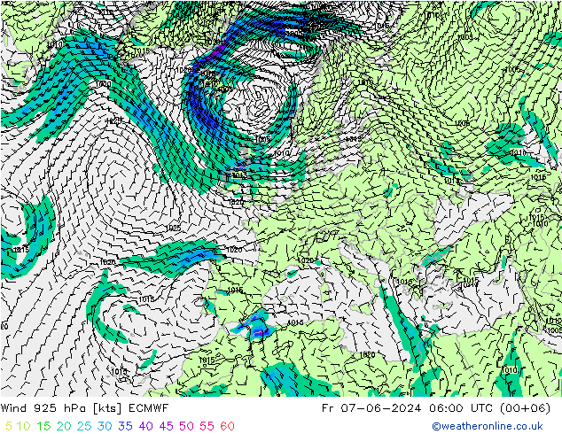 Wind 925 hPa ECMWF vr 07.06.2024 06 UTC