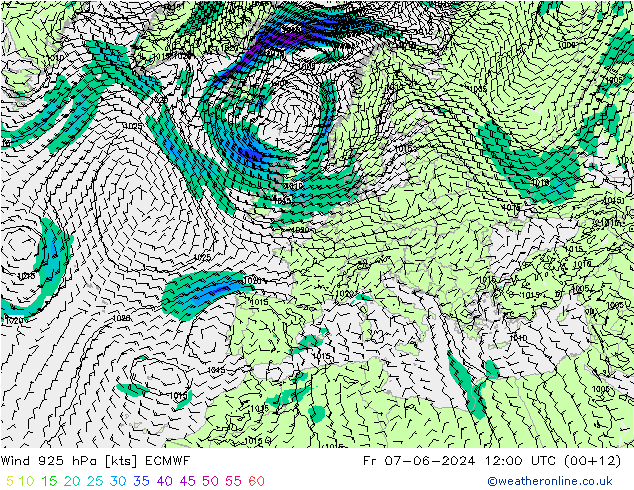 Wind 925 hPa ECMWF Fr 07.06.2024 12 UTC