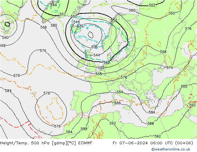 Height/Temp. 500 hPa ECMWF pt. 07.06.2024 06 UTC