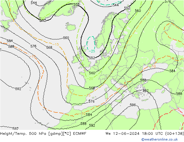 Géop./Temp. 500 hPa ECMWF mer 12.06.2024 18 UTC