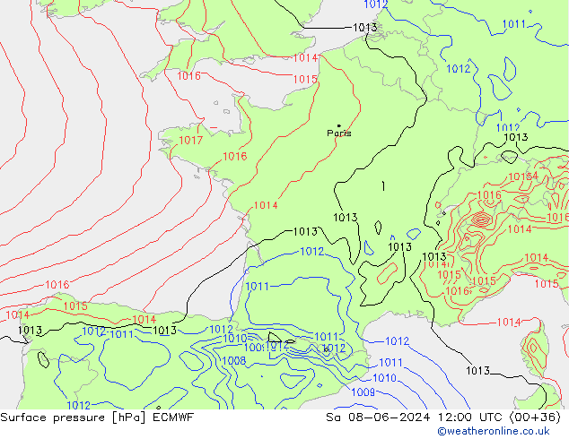 Yer basıncı ECMWF Cts 08.06.2024 12 UTC