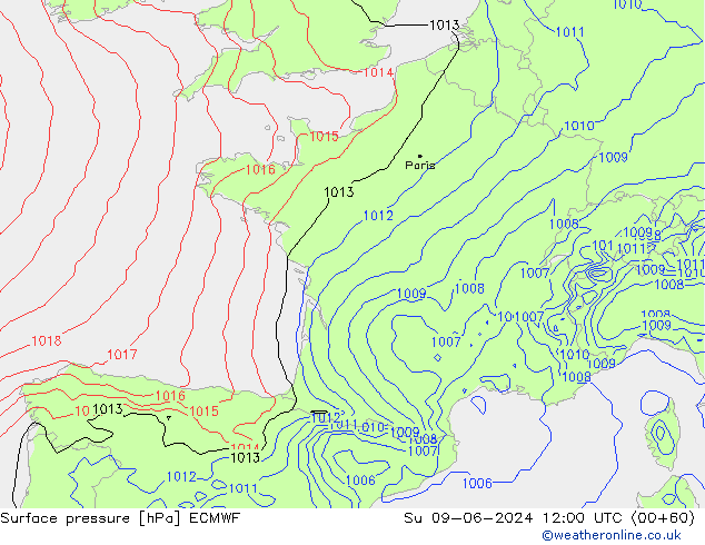 ciśnienie ECMWF nie. 09.06.2024 12 UTC